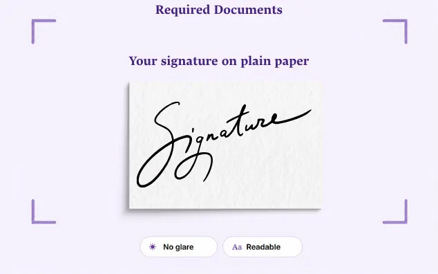 Sample: Your signature on plain white paper