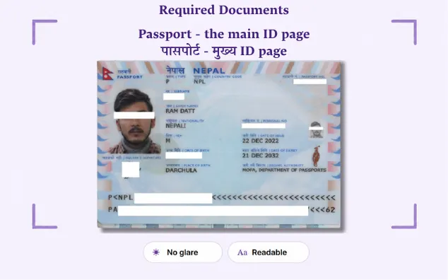Sample: Photo of your passport