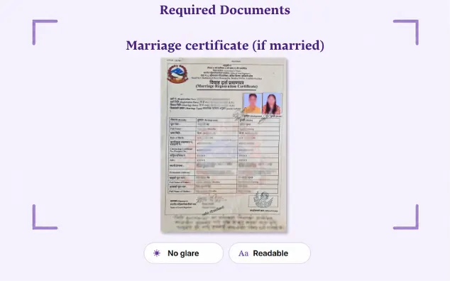 Sample: Marriage certificate (if married)