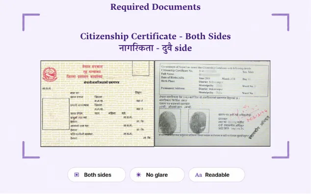 Sample: Citizenship certificate
